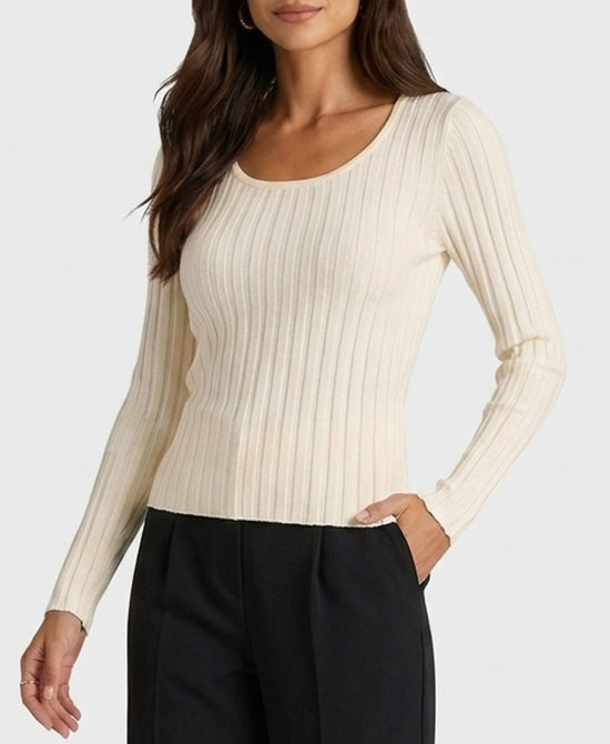 
Ribbed Knit Top in IVORY view 1