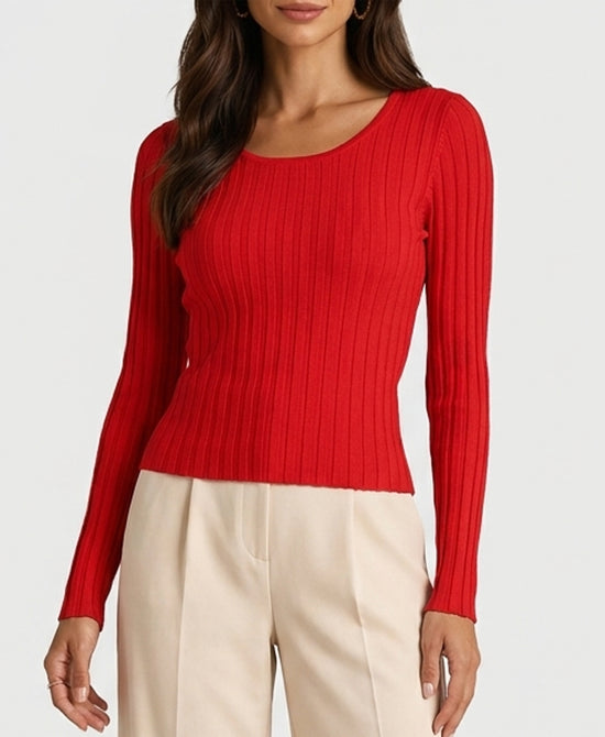 
Ribbed Knit Top in RED view 1