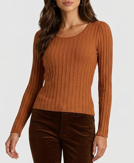 
Ribbed Knit Top in BROWN view 1