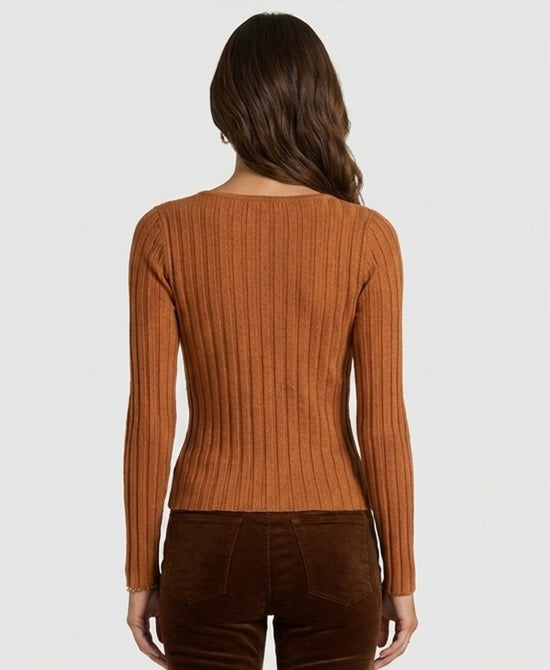 
Ribbed Knit Top in BROWN view 2