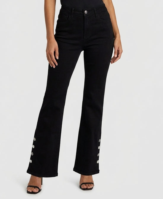 
Jeans w/ Jeweled Buttons in BLACK view 1