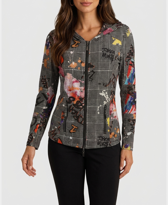 
Multi Printed Mesh Jacket in black/white view 1