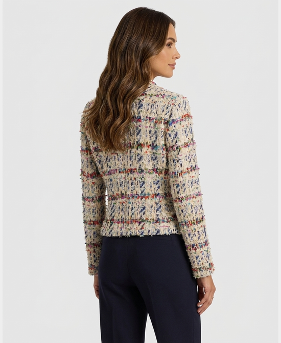 
Tweed Fringe Blazer in IVORY MULTI view 2