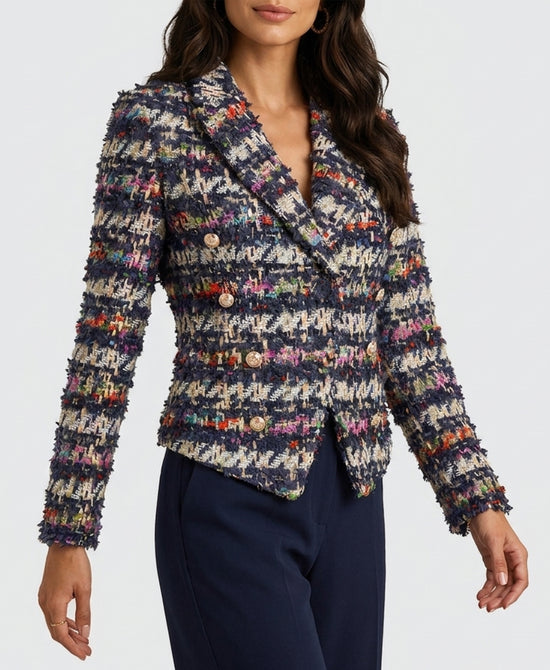 
Tweed Fringe Blazer in NAVY MULTI view 1