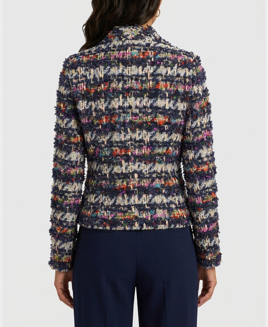 
Tweed Fringe Blazer in NAVY MULTI view 2