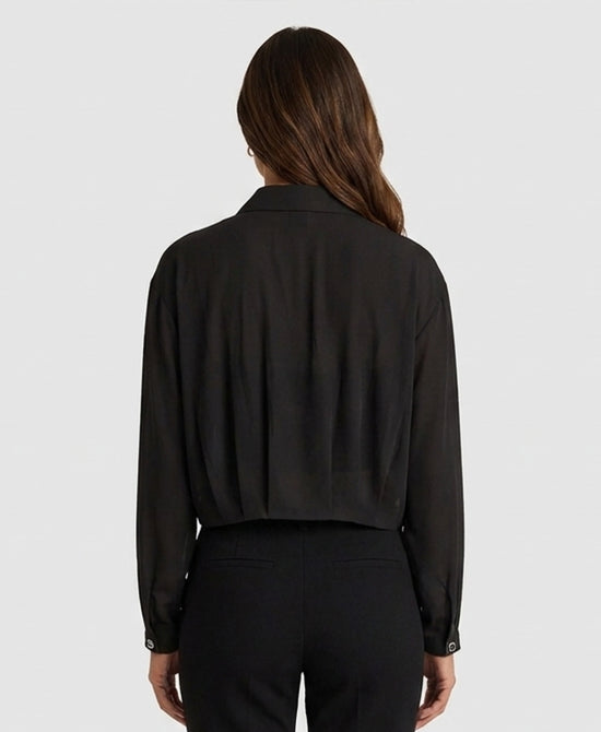 
Chiffon Blouse w/ Jeweled Buttons in BLACK view 2