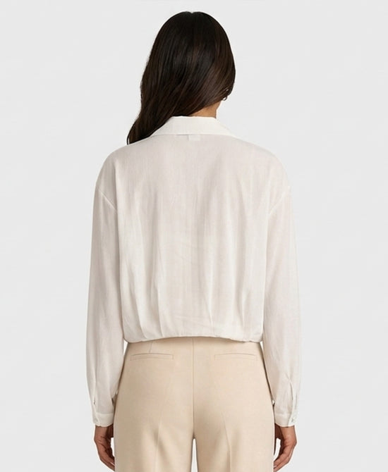 
Chiffon Blouse w/ Jeweled Buttons in WHITE view 2