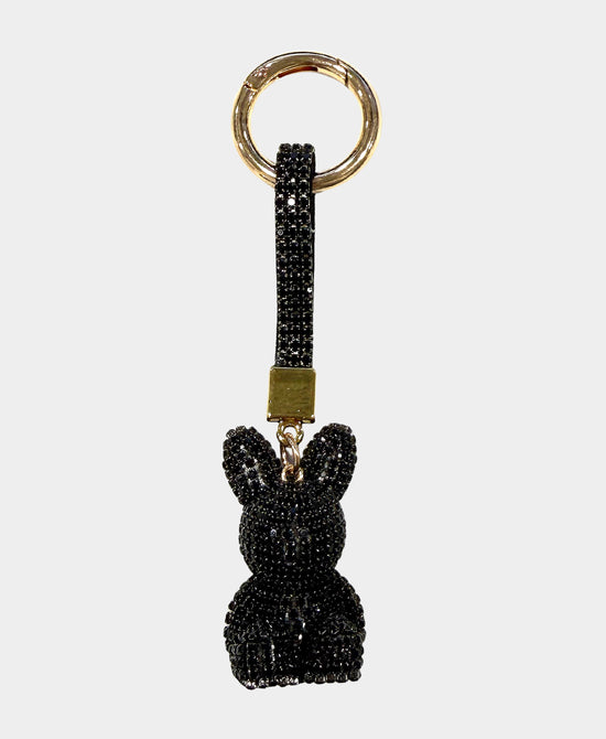 
Crystal Rabbit Keychain/Bag Charm in BLACK view 1