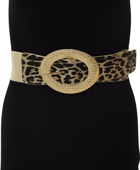 
Leopard Print Buckle Belt in BROWN/BLACK/GOLD view 1