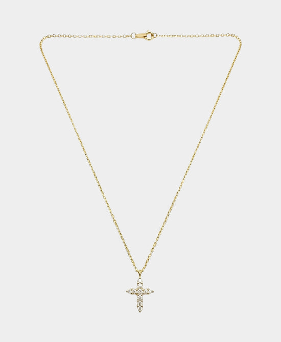 
Sterling Silver Small Cross Pendant Necklace in GOLD view 2