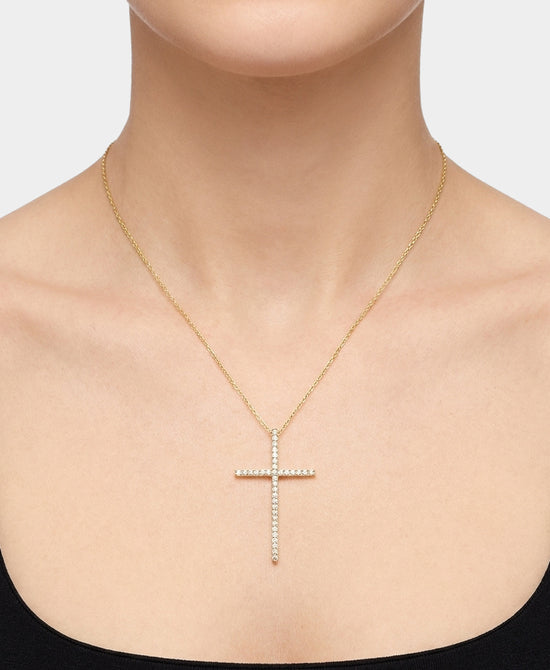 
Sterling Silver Cross Pendant Necklace in GOLD view 1