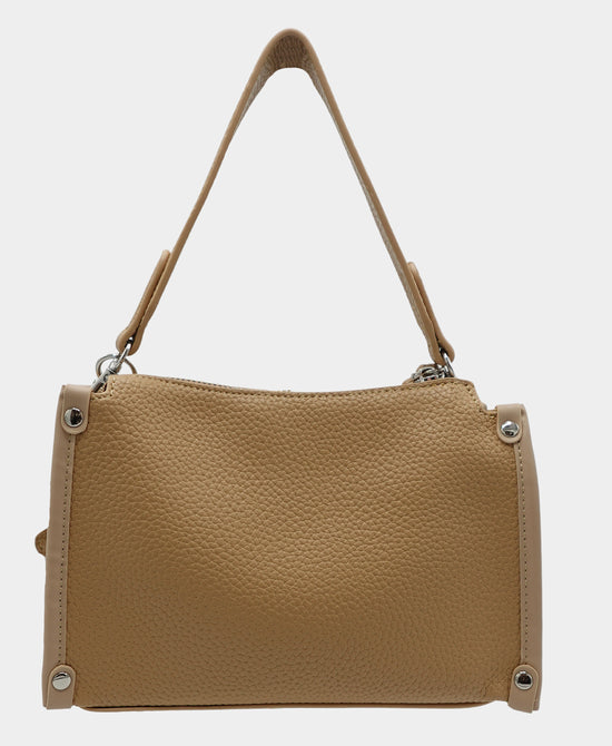 
Faux Leather Handbag w/ Dog Charm in LIGHT BEIGE view 2