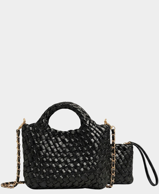 
2in1 Mini Woven Crossbody Bag in BLACK view 2