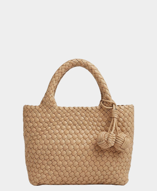 
2in1 Woven Medium Crossbody Bag w/ Tassel in LIGHT BEIGE view 1