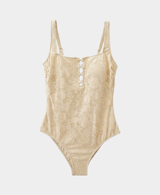 
Textured Floral One-Piece Swimsuit in CREAM view 2