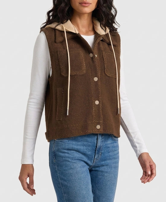 
Hooded Sweater Vest in BROWN/TAN view 1