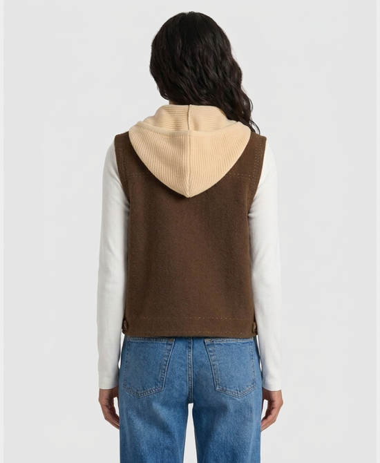 
Hooded Sweater Vest in BROWN/TAN view 2