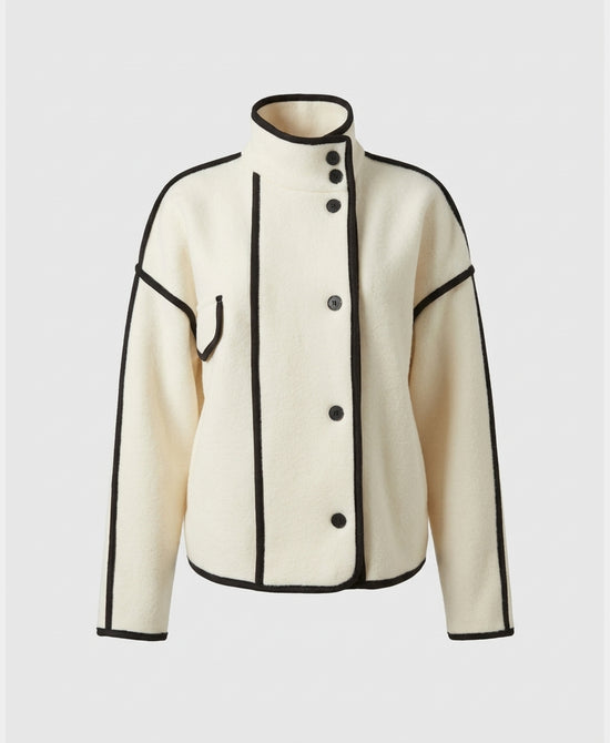 
Sweater Jacket w/ Contrast Piping in IVORY/BLACK view 2
