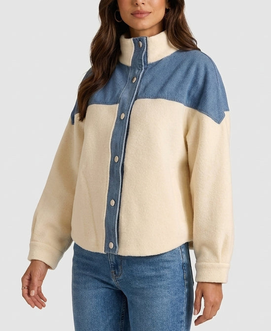 
Knit & Denim Jacket in IVORY/DENIM view 1