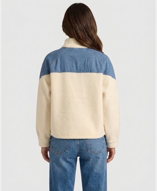 
Knit & Denim Jacket in IVORY/DENIM view 2