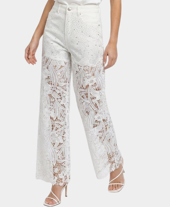 
Jeans w/ Crochet Lace in WHITE view 1