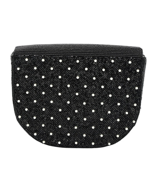 
Beaded Flower Clutch Bag in BLACK view 2