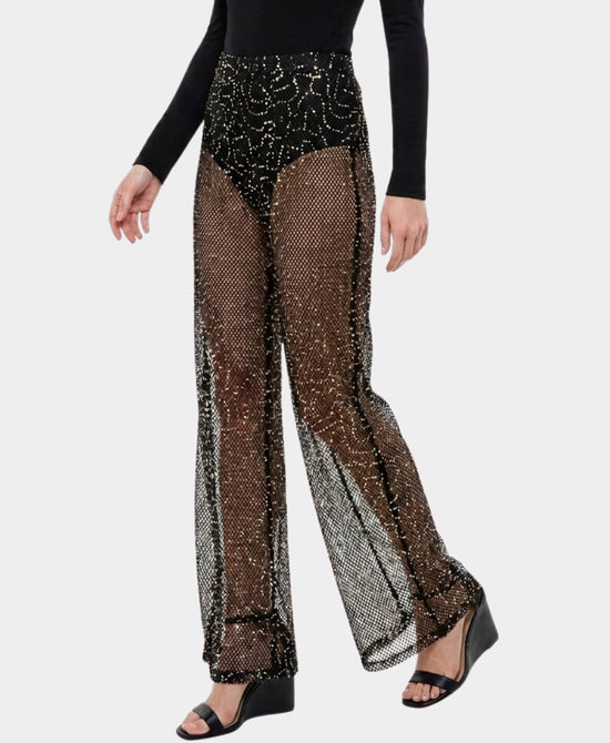 
Crochet Net Swim Cover-Up Pants w/ Sequins in BLACK view 1