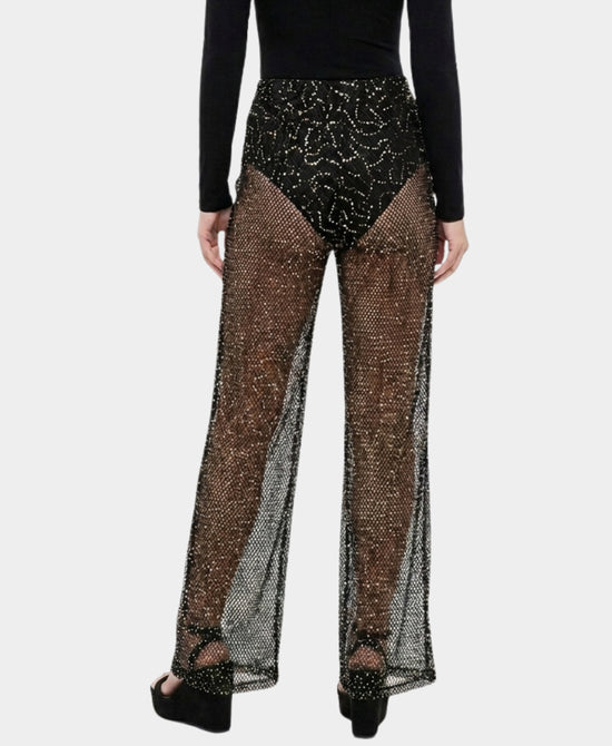 
Crochet Net Swim Cover-Up Pants w/ Sequins in BLACK view 2