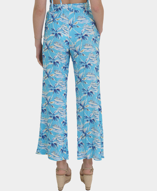
Tropical Palm Printed Pants in BLUE view 2
