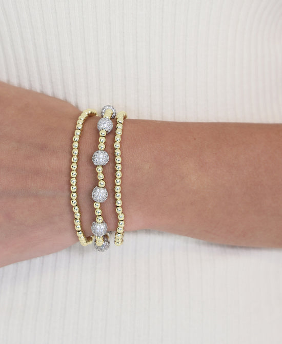 
Set Of 3 Beaded Elastic Bracelets in GOLD view 1