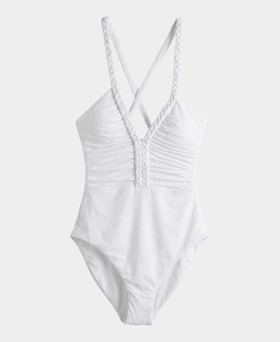 
Braided One-Piece Swimsuit in WHITE view 1