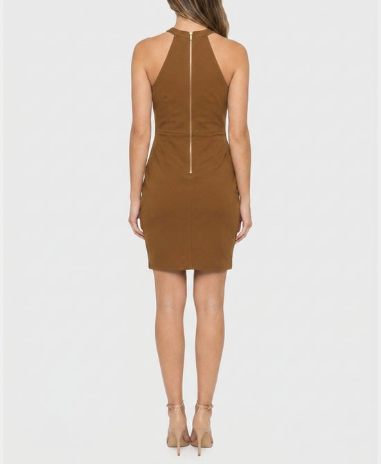 
Keyhole Side Ruched Dress in TAN view 2