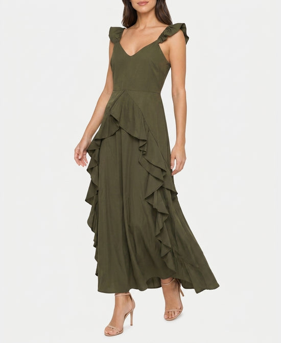 
Ruffle Maxi Dress in OLIVE view 1