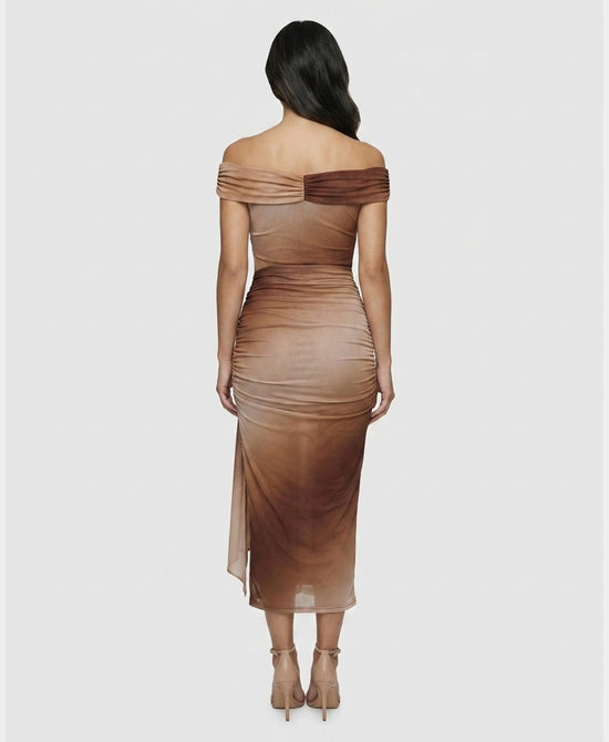 
Mesh Ombre Midi Dress in BROWN MULTI view 2