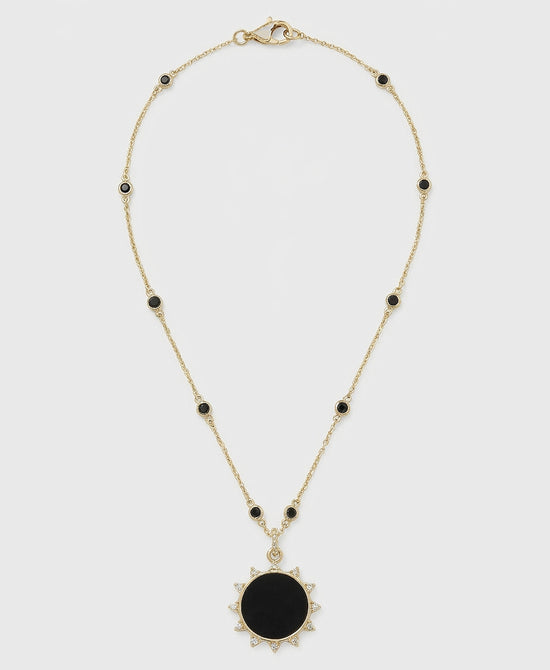 
Cubic Zirconia Sun Pendant Necklace in GOLD/BLACK view 2