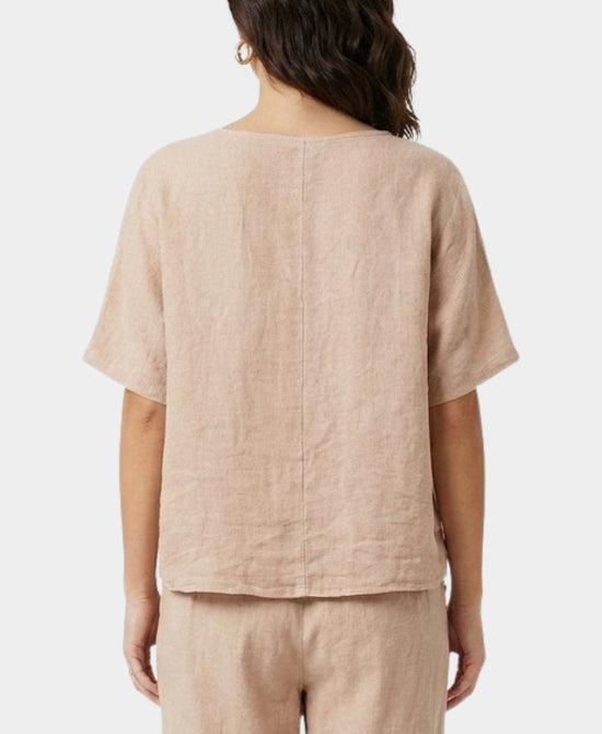 
Linen & Cotton Pleated Top in PINK view 2