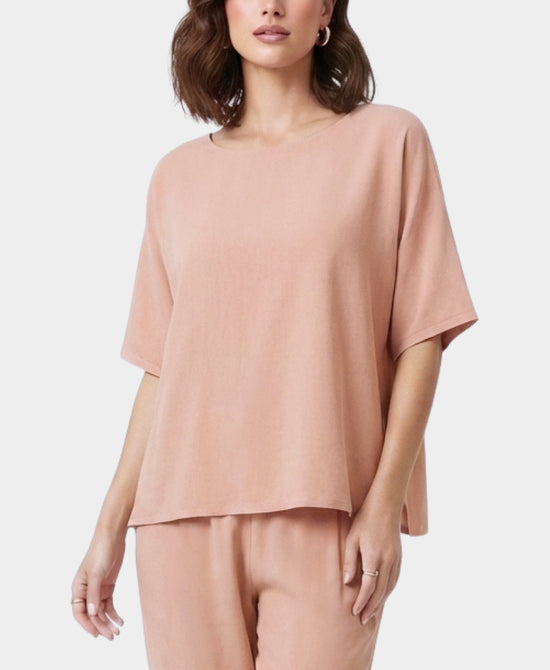 
Linen & Cotton Combo Top in PINK view 1