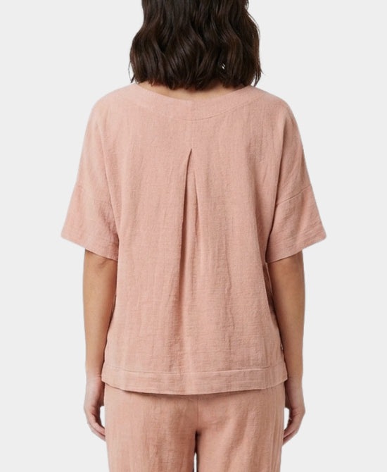 
Linen & Cotton Combo Top in PINK view 2