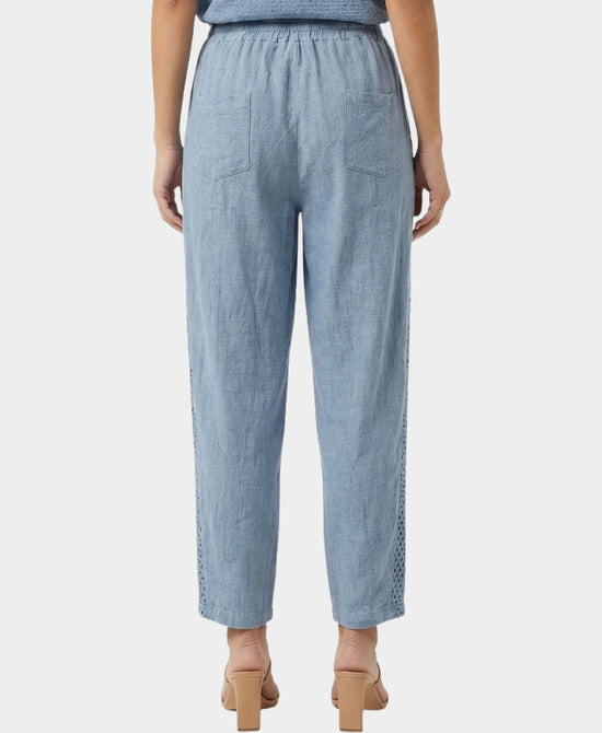 
Linen & Cotton Pants w/ Crochet Trim in LIGHT BLUE view 2
