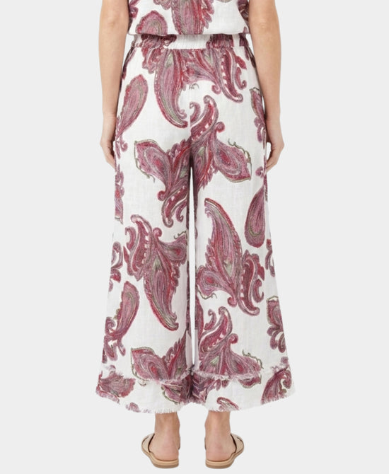 
Paisley Print Linen Pants in WHITE MULTI view 2