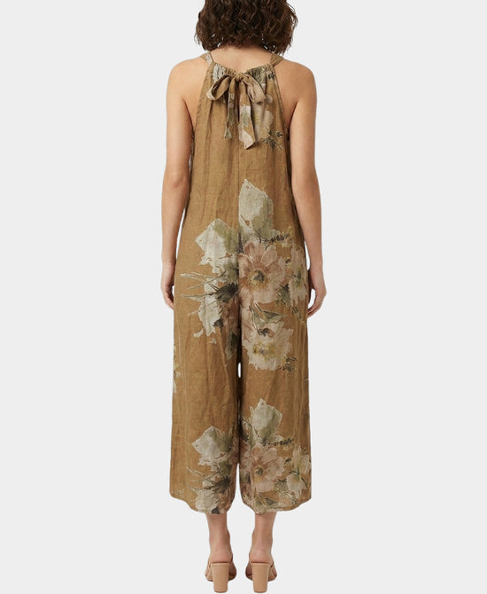 
Linen Floral Jumpsuit in CAMEL MULTI view 2