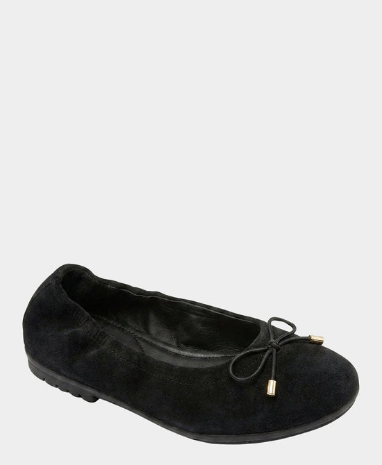 
Suede Cinched Ballet Flat w/ Bow in BLACK view 1