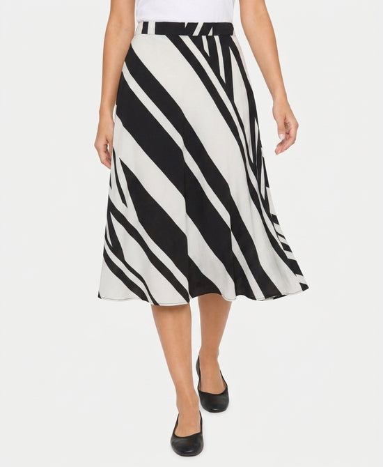
Stripe Midi Skirt in BLACK/IVORY view 1