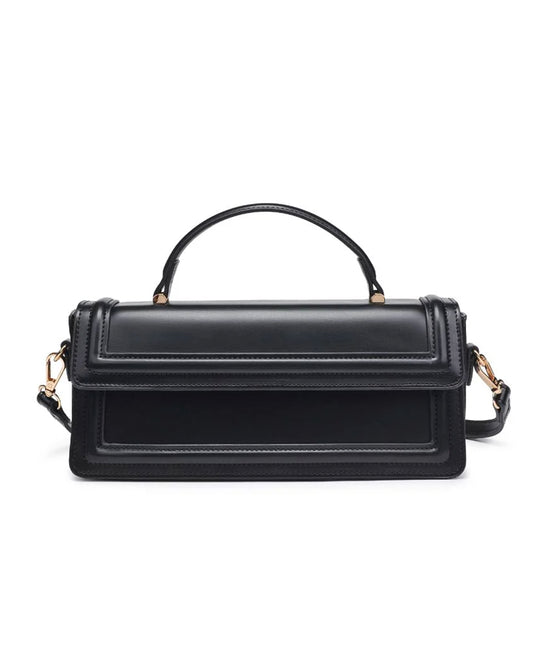 
Vegan Leather Crossbody Handbag in BLACK view 1