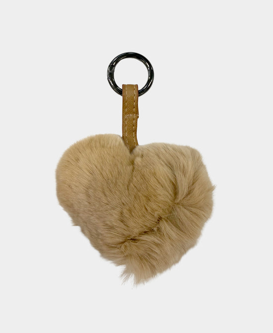 
Fur Heart Bag Charm/Key Chain in CAMEL view 1