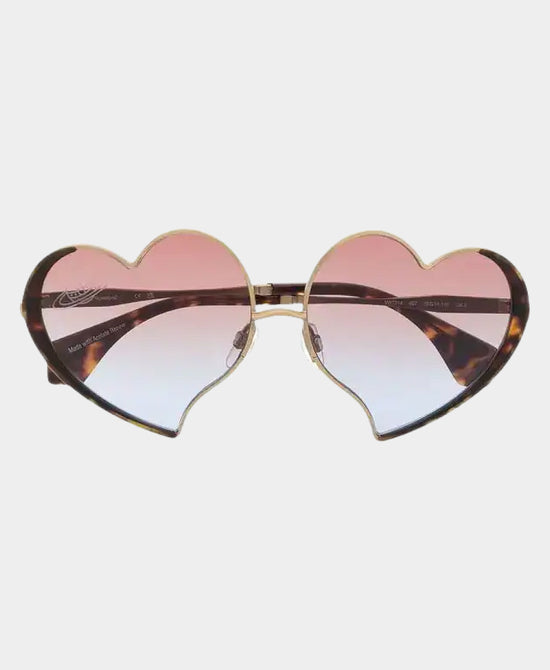 
Heart Tortoise Print Sunglasses in GOLD view 2