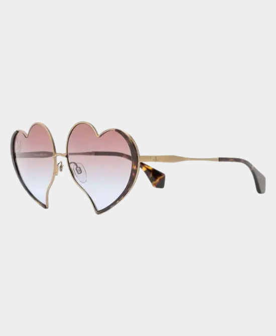 
Heart Tortoise Print Sunglasses in GOLD view 1
