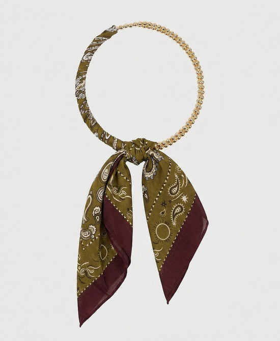 
Scarf Double Beaded Necklace in OLIVE/BURGUNDY view 2