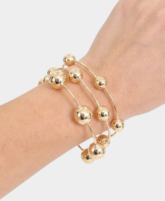 
Set Of 3 Elastic Bracelets w/ Beads in GOLD view 1
