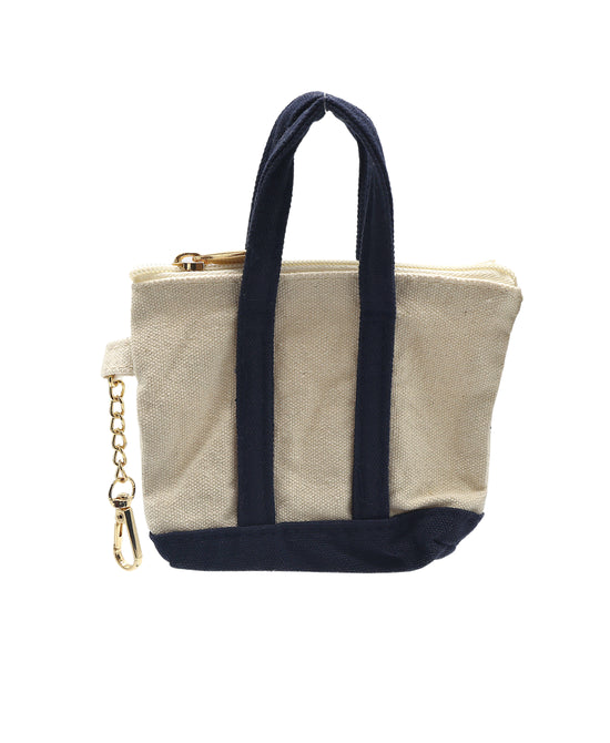 
Mini Canvas Tote Keychain/Bag Charm in NAVY view 1